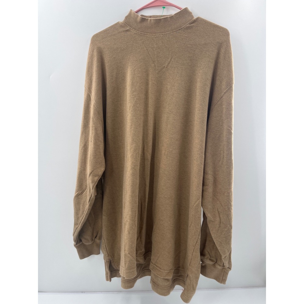 Fairway & Greene Mens XXL Pima Cotton Mock Neck Long Sleeve Shirt Brown Solid